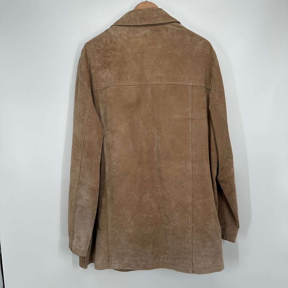 Newport Harbor Mens XXL Tan Brown Genuine Suede Leather Car Coat Jacket Tailored - Picture 6 of 10